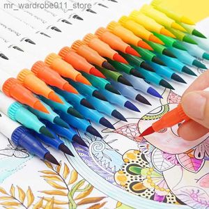 Aquarelpenseelpennen 12/48/80/100 Fineliner Dual Tip Brush Art Marker Pennen Kleuren Aquarel Tekenen Schilderen Briefpapier Kleuren Manga Kunstbenodigdheden Q231212