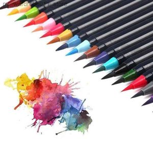 Aquarelborstelpennen 20-kleuren pennenset Aquareltekening Schilderijborstel Kunstenaar Schets Manga Marker voor schoolkantoor Q231212