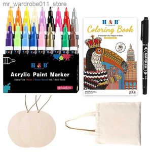 Waterverf borstel pennen 23/doos acryl marker pen schilderij set alcohol 18 kleur student ldren aquarel pen schets strip kleursteun kunst benodigdheden q231212