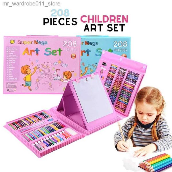 Caja de pinceles de acuarela, 208 piezas, juego de pintura artística, caja de regalo, pintura, pluma de agua, tablero de dibujo, manualidades, suministros para garabatos, lápiz de acuarela Q231212