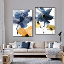 Aquarel Flower Pictures Nordic Posters Canvas Schilderij Wall Art voor Woonkamer Moderne Home Decor Blue Posters and Prints