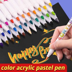 Waterverf Haile 18/20/36/48/60 Color Acryl Pens Pens Borstel Marker Pen voor rotsschilderingsglas Keramische stof Diy Card Making Art Supplie P230427