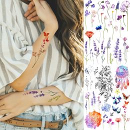 Aquarel Lavendel Riet Morning Glory Bloem Tatoeages Tijdelijke Vrouwen Sexy Custom Tattoo Stickers Flash Nep Meisjes Tato Ankle