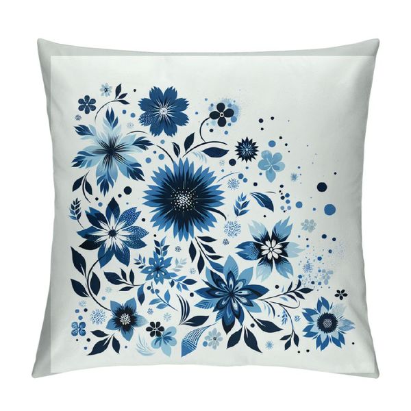 Aquarelle bleu clair et indigo pissenlit des fleurs sauvages couvre-oreiller décorer le salon de la maison.
