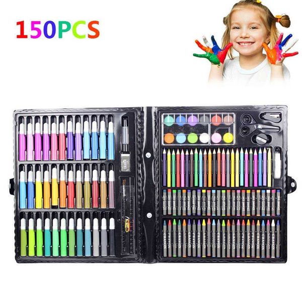 Stylos aquarelle 150 pièces/ensemble Kit d'outils de dessin ensemble peinture pinceau marqueur eau couleur stylo Crayon enfants cadeau Art fournitures papeterie P230427