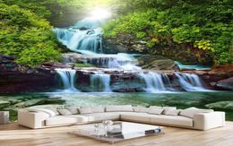 Waterfall Nature Landscape 3D PO FAPE POUR PAPE POUR LA CHAMBRE SOCIAL SOFFA