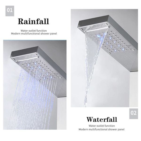 Panneau de douche de pluie en cascade LED LED BRACKED RAINE POUR CONDUCTION BOUCRE BOUCRE TOUR ROUNIQUE SPA SPA SYSTÈME SYSTÈME