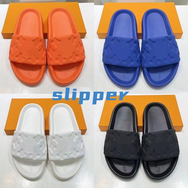 Waterfront Embossed Mule Rubber Slide Slippers chaussures blanc bleu orange noir olive tendance hommes femmes street shoe Mode été falt sandales