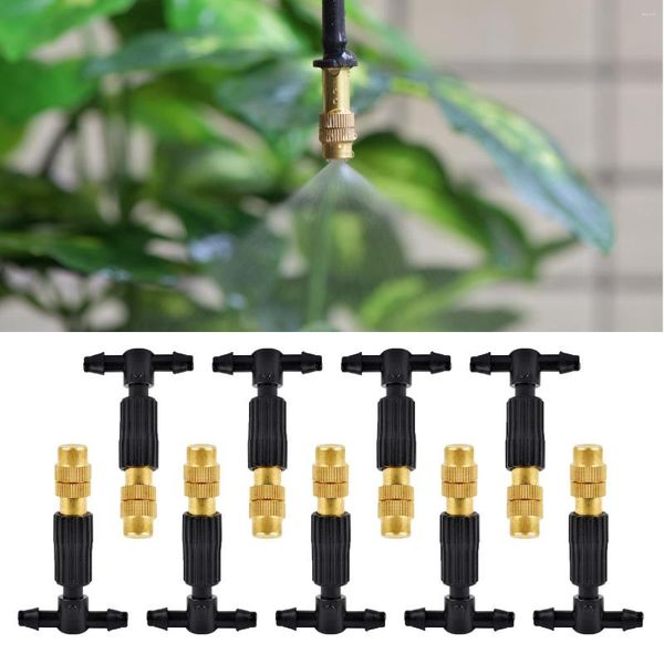 Équipements d'arrosage 1/10 pièces 4/7mm PVC laiton tête d'arrosage outil de jardin réglable cuivre brumisation plastique té connecteur buse d'irrigation