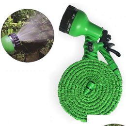 Équipements d'arrosage 100 pieds rallonger le tuyau d'eau rétractable en plastique 2 couleurs jardin lavage de voiture développer avec pistolet Mti-Function Dh075 Dh1Dg