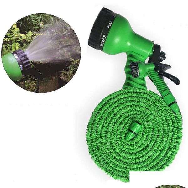 Équipements d'arrosage 100Ft allonger le tuyau d'eau rétractable en plastique 2 couleurs lavage de voiture de jardin étendre avec pistolet Mti-fonction DH075 Dhl8K