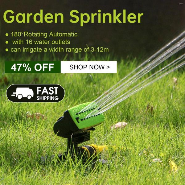 Équipements d'arrosage Arroseur de jardin 16 trous Système d'irrigation automatique rotatif à 180 ° Pelouse extérieure Patio Cour Pulvérisateur d'eau