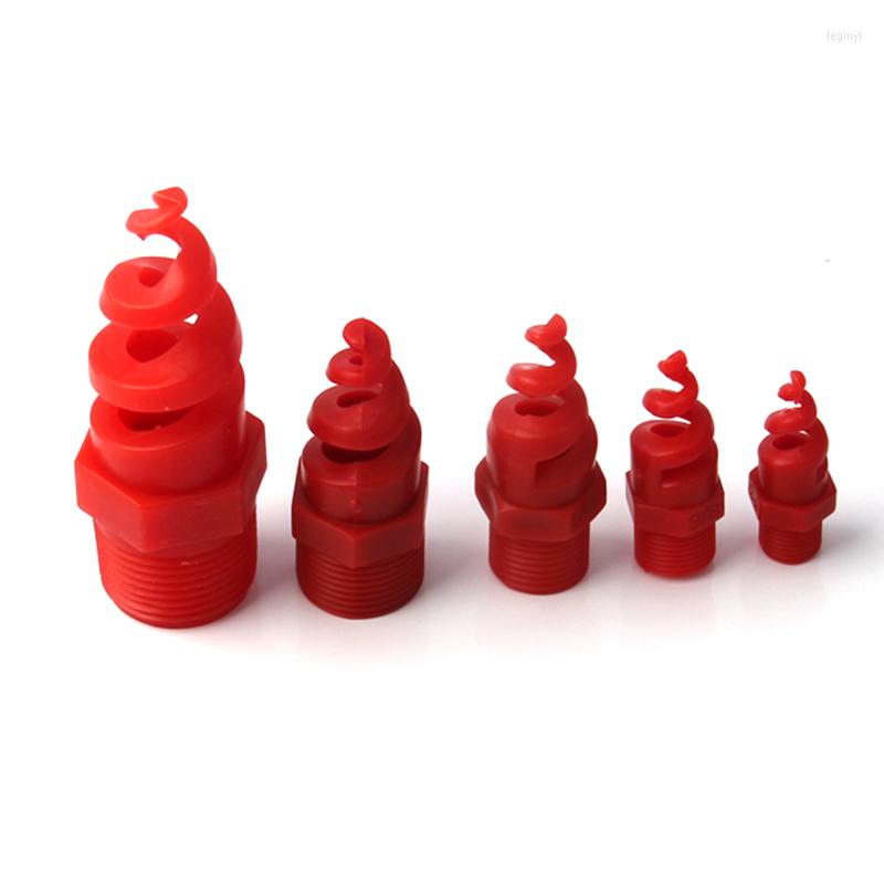 Equipamentos de rega 1 pc bocal espiral de plástico 1/4 3/8 1/2 3/4 1 polegada rosca masculina vermelho atomização cabeças de aspersão para irrigação de jardim doméstico