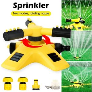 Watering Equipments 2 Modes Sprinkler System Automatic 360 Degree Rotating Nozzle 3-Arm Grass Lawn Irrigation with Connectors 220929