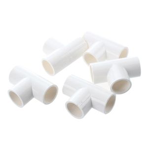 Équipements d'arrosage 20 mm Té en PVC 3 voies connecteurs d'adaptateur de tube de tuyau d'eau blanc 5 pièces