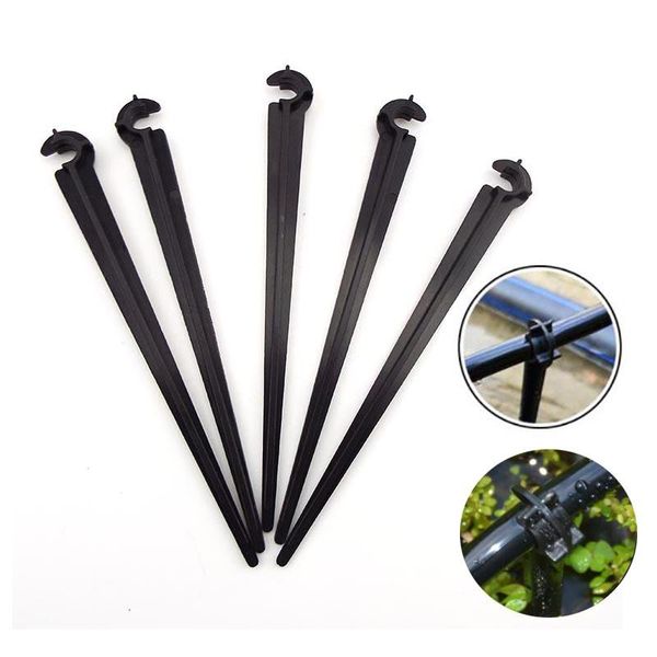 Équipements d'arrosage 50 pièces C forme jardin 4/7mm Tube d'irrigation goutte à goutte Support de tuyau supports de Support tiges fixes accessoires