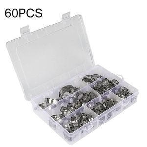 Équipements d'arrosage 60pcs colliers de serrage à oreille unique 7 tailles collier de serrage de tuyau d'eau en acier inoxydable ensemble assorti pour sceller toutes sortes de