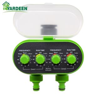 Watering Equipments Automatische Ball Tap Water Timer Twee uitlaat elektronische batterij bediende tuin Waterdichte irrigatiecontroller Groen 220929