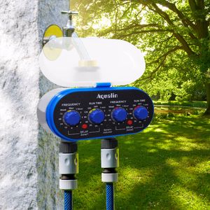 Watering Equipments Ball Electronic Two Outlet Four Dianes Water Timer met Rain Sensor Hole Garden Irrigation System voor Yard #21032A 230428