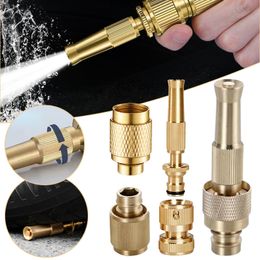 Watering Equipments Brass Hoge druk Sprinkler Verstelbaar Tuinieren Irrigatie Spray Gun Snelle connector Auto Wash Watermondstuk Tuingereedschap 230428