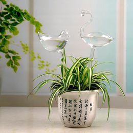 Equipos de riego Cute Glass Snail Bird Swan Plants Self Dripper Flower Water Feeder Tool