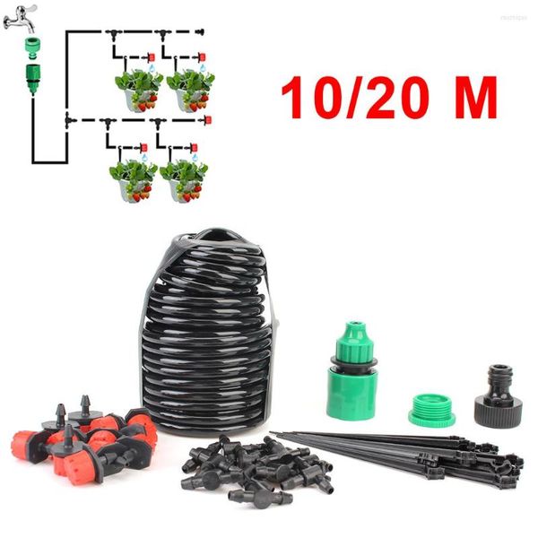 Equipos de riego, manguera de jardín DIY, sistema automático de riego por microgoteo con goteros ajustables, Kits de nebulización de 10M-20M