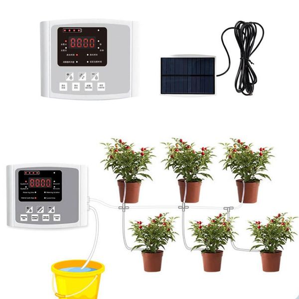 Équipements d'arrosage DIY Micro Kit d'irrigation goutte à goutte automatique Plantes d'intérieur Auto-système Minuterie d'eau programmable numérique Plantes d'intérieur en pot