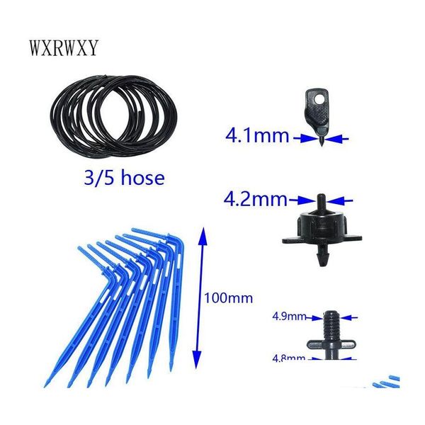 Équipements d'arrosage Irrigation goutte à goutte pour serre goutteur 3/5 flèche 1way 2L 4L 8L système d'émetteur tuyau de connexion fileté 1set goutte otjvi