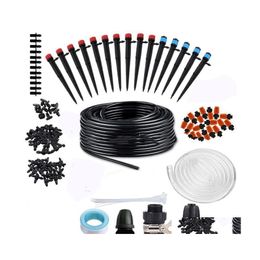 Watering Equipments Mini Drip Irrigation Kit Garden System Misting Koeling voor kas/gazon met verstelbare sprinkler druppel Dhmpt