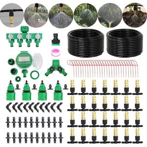 MUCIAKIE 50M-5M Jardin Micro Brumisation Irrigation Système De Refroidissement Minuterie Automatique Patio Brouillard Laiton Buse Réglable Pulvérisation