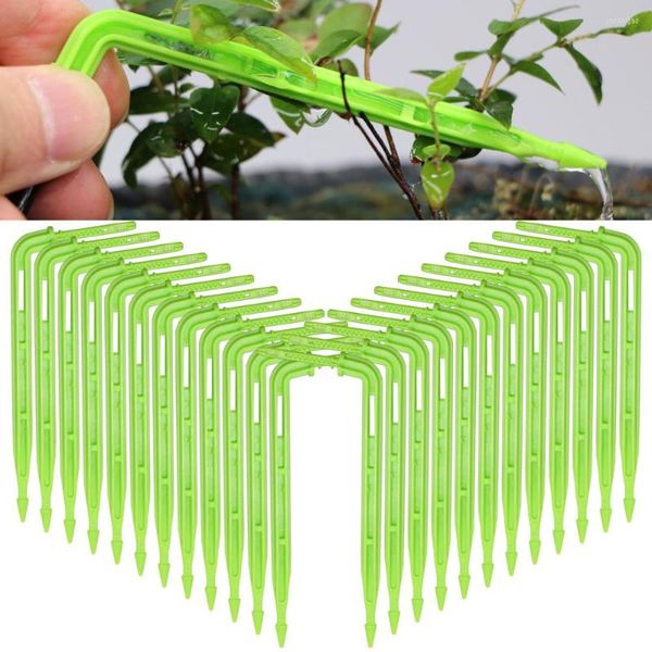 Equipos de riego MUCIAKIE 50 Uds Green Bend Arrow gotero Micro Kit de riego por goteo emisores de ahorro para manguera de 3/5mm bonsái de jardín