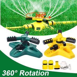 Watering Equipments Upgrade Automatic Lawn Sprinkler 360 Degree Rotating Irrigation System 2 Mode Water 4 Nozzle Yard Garden Supplies 230522