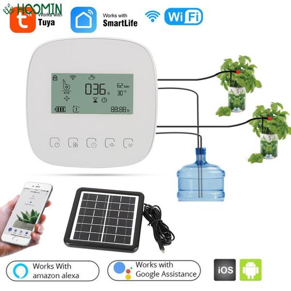 Équipements d'arrosage WiFi Tuya avec panneau solaire Digital Arrosage d'irrigation Micro-Drip Irrigation Contrôleur Intelligent Automatic Water Timer 230920