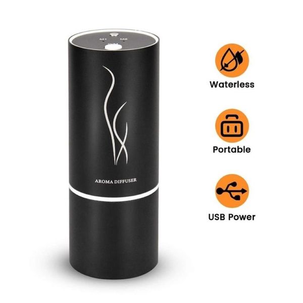 Diffuseur de nébuliseur d'huile sans eau Purificateur d'air Mini diffuseur d'arôme de voiture avec diffuseur d'huile essentielle portable rechargeable à deux modes Y314G