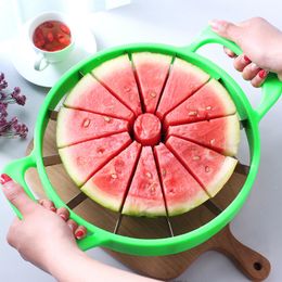 Cortador de sandía, herramientas para frutas y verduras, cortador de melón y sandía de acero inoxidable de gran tamaño, divisor de frutas