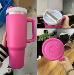 Sandía de la luna de sandía H2.0 40oz Tumblers de acero inoxidable tazas con tapa de mango de silicona y tazas de viajes de paja Merras para beber botellas de agua fría 1: 1 Haznos caldo de caldo