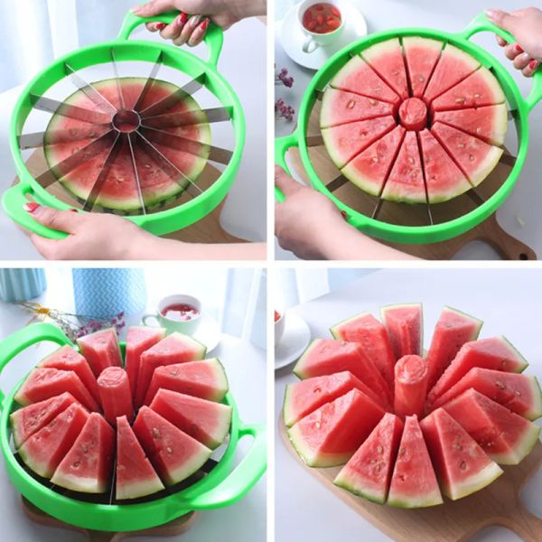 Pastèque Slicer Cutter Fruit Vegetal Tools Arear inoxydable Grande taille Squied Watermelon Cantaloup Slicer Fruit Divider Gadgets Gadgets SS0428