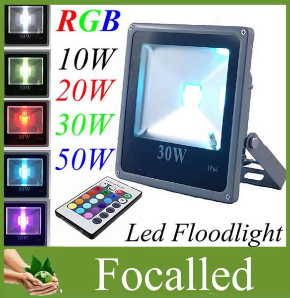 Impermeable 10W 20W 30W 50W LED reflector al aire libre RGB blanco cálido blanco frío Led paisaje luz de inundación 12v 85265v IR control remoto Cont4716431