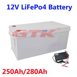 Batería impermeable 12,8 V 12V 250ah 280ah lifepo4 con BMS para RV EV Camping car sistema de energía Solar + cargador 10A