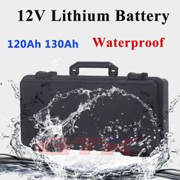 Batterie lithium-ion étanche 12V, 120ah, 130ah, avec affichage, BMS intégré, pour moteur à énergie solaire, maison, bateau, chargeur 10a