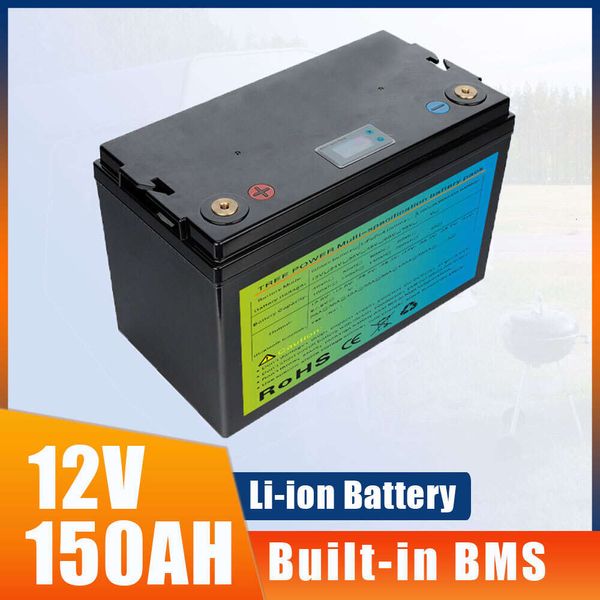 Batterie Li-ion étanche 12V, 150ah, avec BMS 12.8V, Lithium polymère Titanate, pour véhicules électriques, panneaux solaires, Scooter, voiturette de Golf