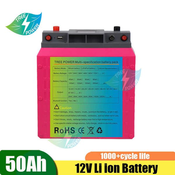 Batería de iones de litio a prueba de agua 12v 50ah 12v 50AH batería de iones de litio BMS 3S para luz solar Farola Batería solar