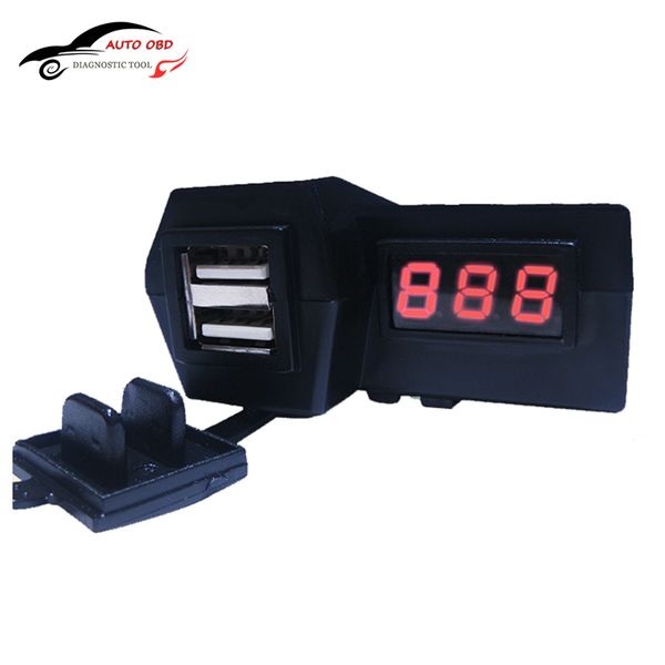 Freeshipping Étanche 12V Moto ATV Scooter avec LED Affichage Numérique Voltmètre Tension Double Prise De Courant USB Chargeur Interrupteur D'alimentation