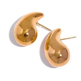 Pendientes grandes con forma de gota de agua gruesa, de oro amarillo de 14k, resistentes al agua, con textura llamativa, joyería de moda 2024