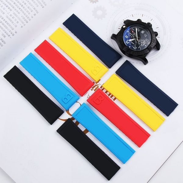 Bracelet de montre étanche en caoutchouc et Silicone, 22mm, pour Breitling Avenger Series, bracelet de montre pour homme, mode, noir, bleu, Y261e