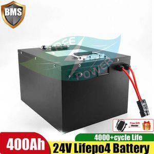 Batterie au Lithium étanche 24V 400AH Lifepo4 BMS pour camping-cars 4800W onduleur de stockage photovoltaïque à énergie solaire + chargeur 20A
