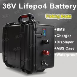 Waterdicht 36V 150AH 100AH 120AH LIFEPO4 Lithium -batterij met BMS voor vissersboten zonnestelsel Motor EV RV+10A Charger