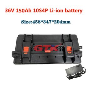 Waterdichte 36v 150AH Li-ion batterij BMS met LED-display USB Solar Fishing Boats Solar EV Motorysteem RV + 10A-oplader