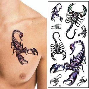 Waterdichte 3d Scorpion King Men Women Tattoo Sticker Fashion Cool Funny Tattoo Sticker Unisex Tijdelijke tattoo -stickers Body art