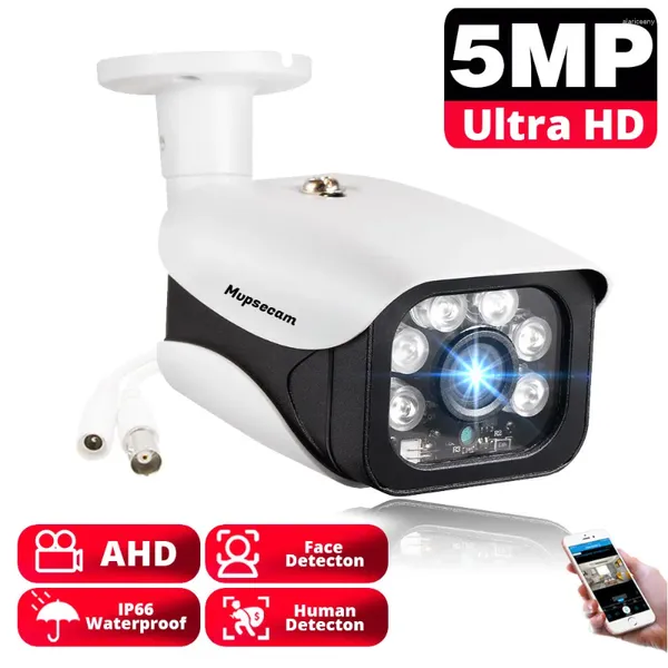 Cámara de vigilancia en exterior AHD, resistente al agua, 5MP, LED, IR, visión nocturna, detección humana, seguridad de bala para sistema CCTV DVR